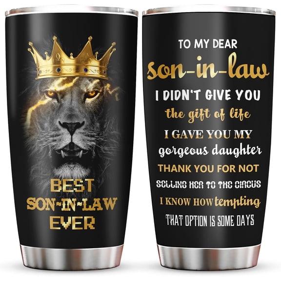 Son in Law Gifts Tumblers 20oz - Fathers Day Christmas Birthday Gifts for Son in Law Coffee Mug - Son-in-Laws Present from Mother/Father in Law Cup