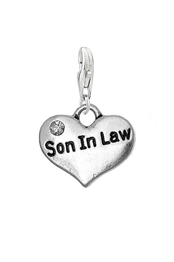 Son in Law Heart Clip on Pendant Charm for Bracelet or Necklace