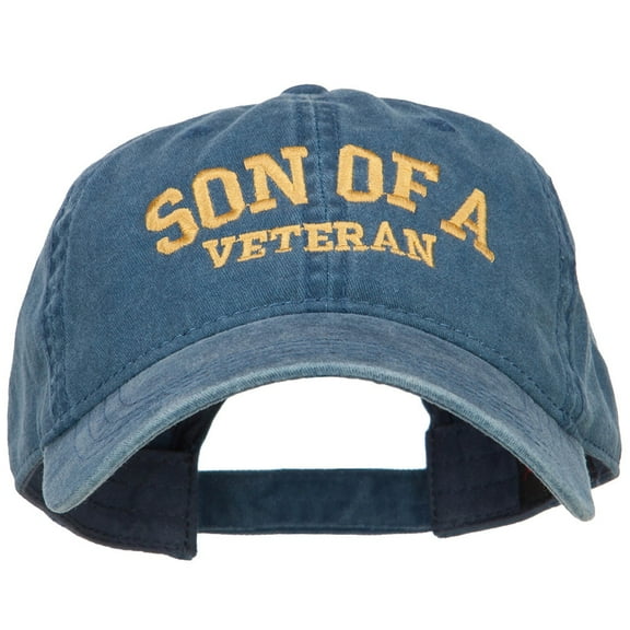 Son of a Veteran Embroidered Washed Cap - Navy OSFM