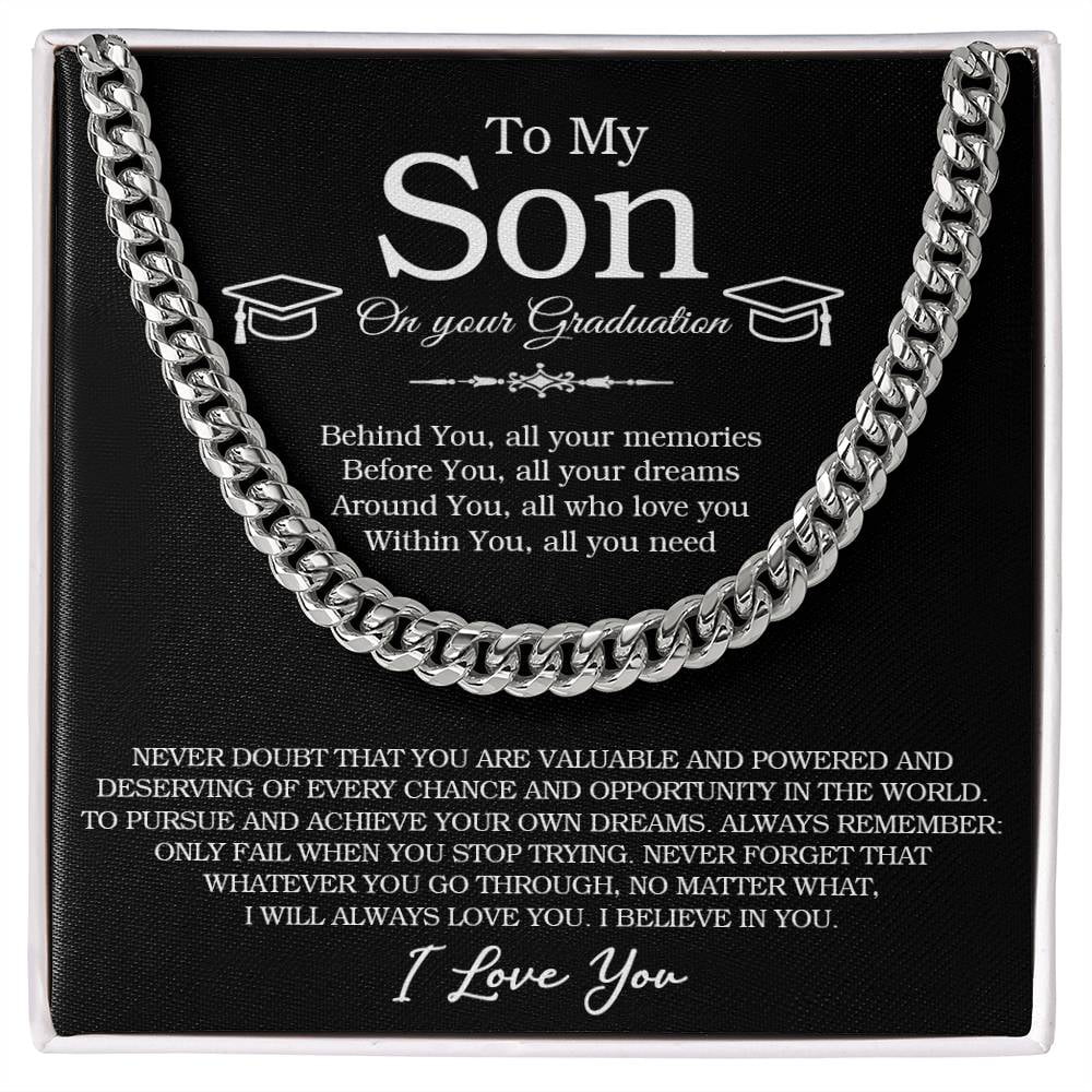 To My Son on you Graduation Chain Necklace, Graduation Gifts for Son