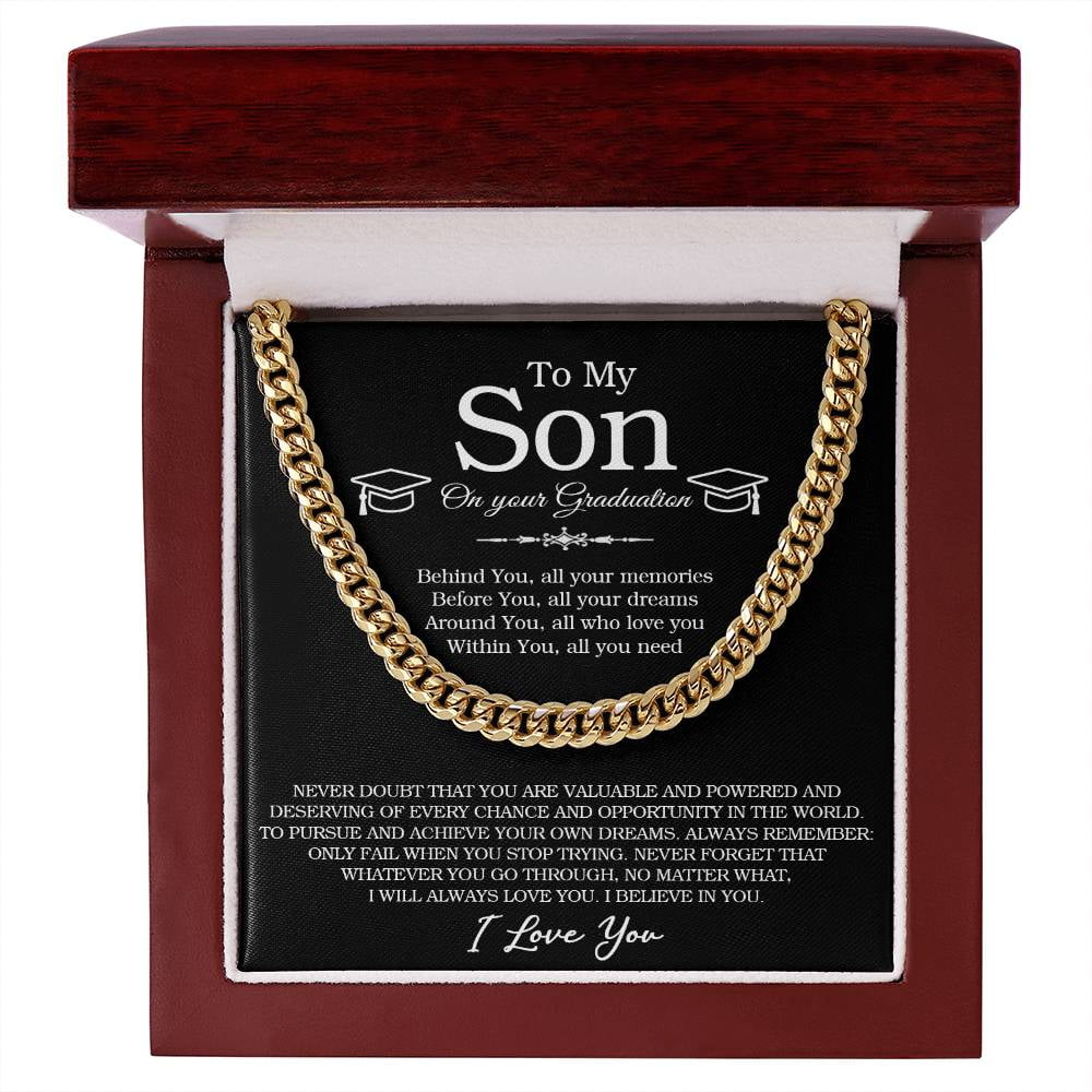 To My Son on you Graduation Chain Necklace, Graduation Gifts for Son