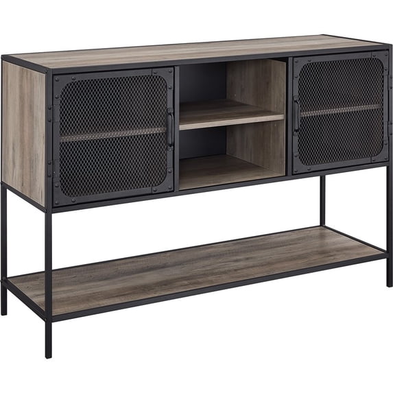 Sona 48" Industrial 2-Mesh Metal Doors Buffet Sideboard in Gray Wash