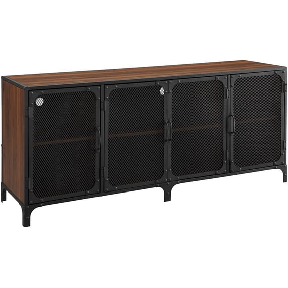 Sona 60" Industrial TV Stand with Adjustable Shelves in Dark Walnut