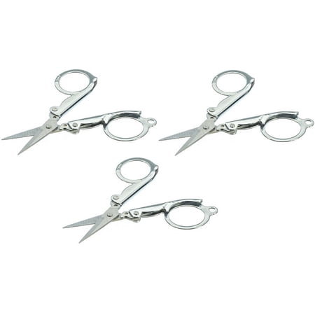 Sona Folding Scissors, Stainless Steel, Sharp, 3.5", Silver, 3 Count, 3 Pack