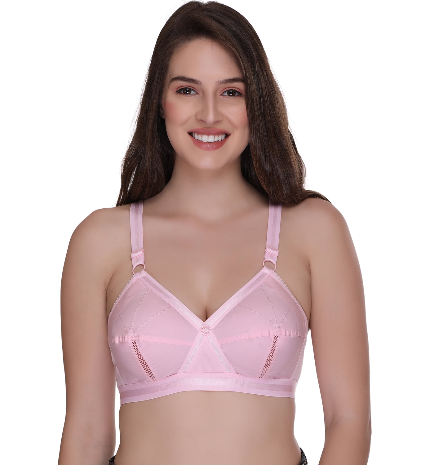Sona Women's Perfecto Cotton Full Coverage Plus Size Non-Padded Wirefree Everyday Bra(30F_Pink)
