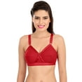 thumbnail image 1 of Sona Women's Perfecto Cotton Full Coverage Plus Size Non-Padded Wirefree Everyday Bra(48G_Red), 1 of 2