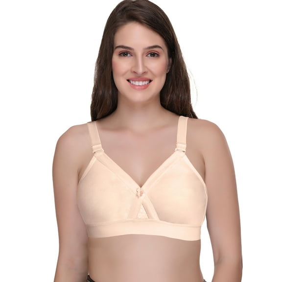 Sona Women's Super Fit Cotton Full Coverage Plus Size Non-Padded Wirefree Everyday Bra(Beige_36C)