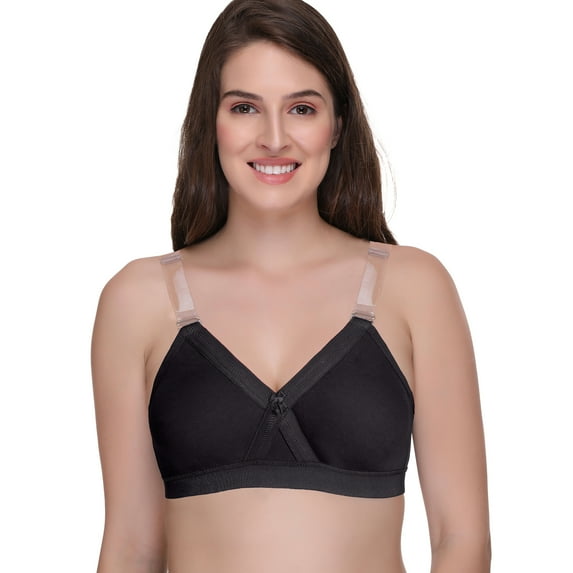 Sona Women's Super Fit Cotton Full Coverage Plus Size Non-Padded Wirefree Everyday Bra(Black_40C)