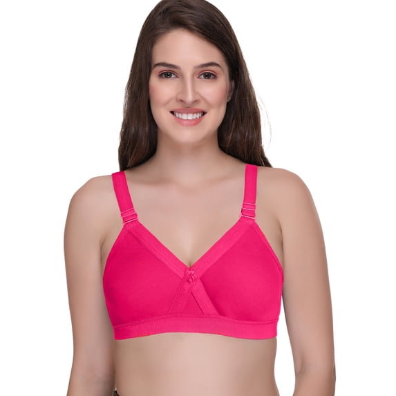 Sona Women's Super Fit Cotton Full Coverage Plus Size Non-Padded Wirefree Everyday Bra(Hot Pink_32C)