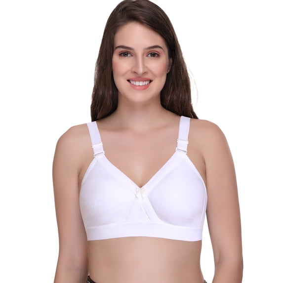 Sona Women's Super Fit Cotton Full Coverage Plus Size Non-Padded Wirefree Everyday Bra(White_34E)
