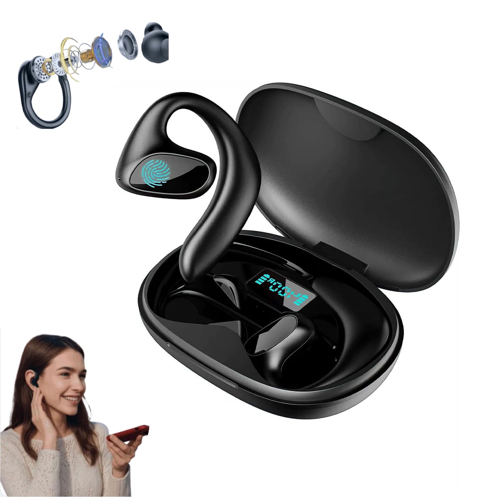 Translation Earbuds – AI Language Translator Earbuds with Meeting Transcription, 140+ Languages, with Bass, Noise Cancelling, Bluetooth Wireless Translator Earbuds