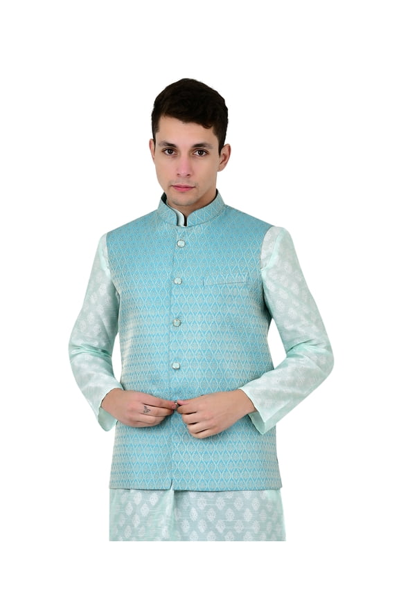 Men's Bandhgala Waistcoat Brocade Festive Jacquard Nehru Jacket