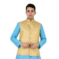 thumbnail image 1 of Sonakshi Fashion Men's Brocade Waistcoat Bandhgala Festive Jacquard Nehru Jacket, Color: Beige4, Size: 44, 1 of 6