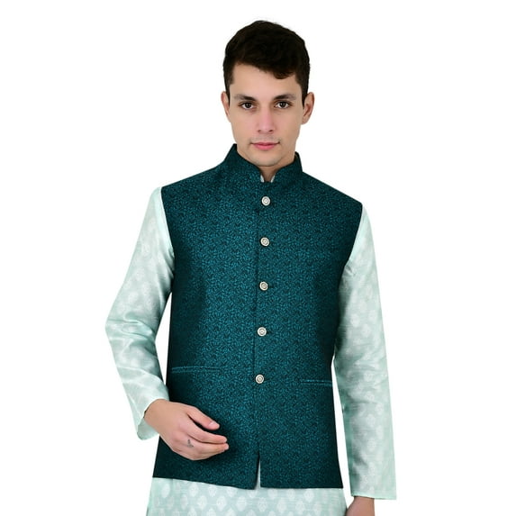 Sonakshi Fashion Men's Brocade Waistcoat Bandhgala Festive Jacquard Nehru Jacket
