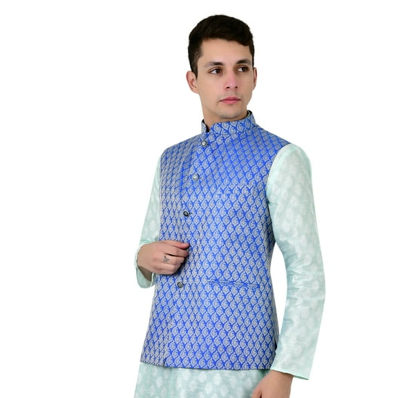 Sonakshi Fashion Men's Brocade Waistcoat Bandhgala Festive Jacquard Nehru Jacket