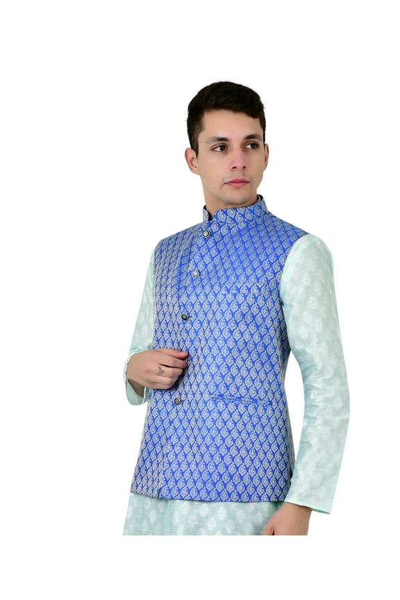 Men's Brocade Waistcoat Bandhgala Festive Jacquard Nehru Jacket