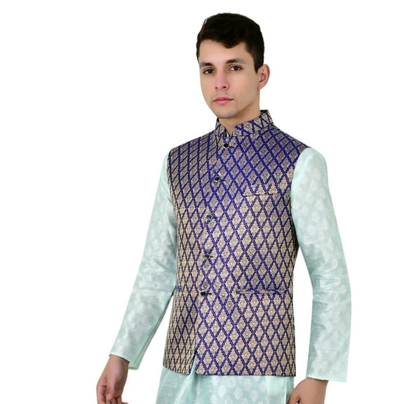 Sonakshi Fashion Men's Brocade Waistcoat Bandhgala Festive Jacquard Nehru Jacket
