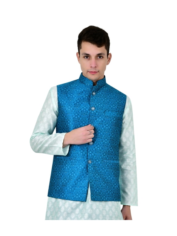 Men's Brocade Waistcoat Bandhgala Festive Jacquard Nehru Jacket