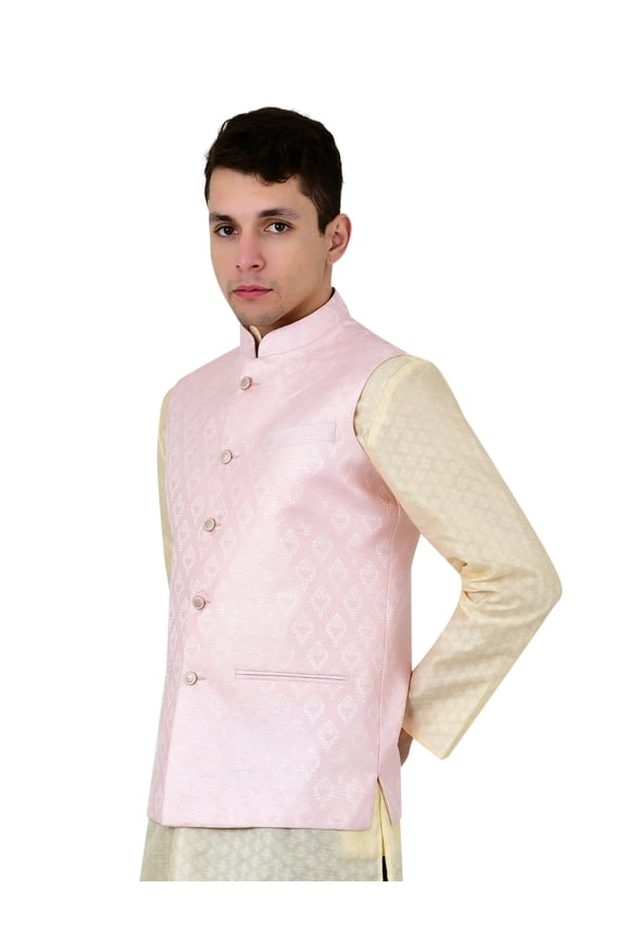 Men's Brocade Waistcoat Bandhgala Festive Jacquard Nehru Jacket