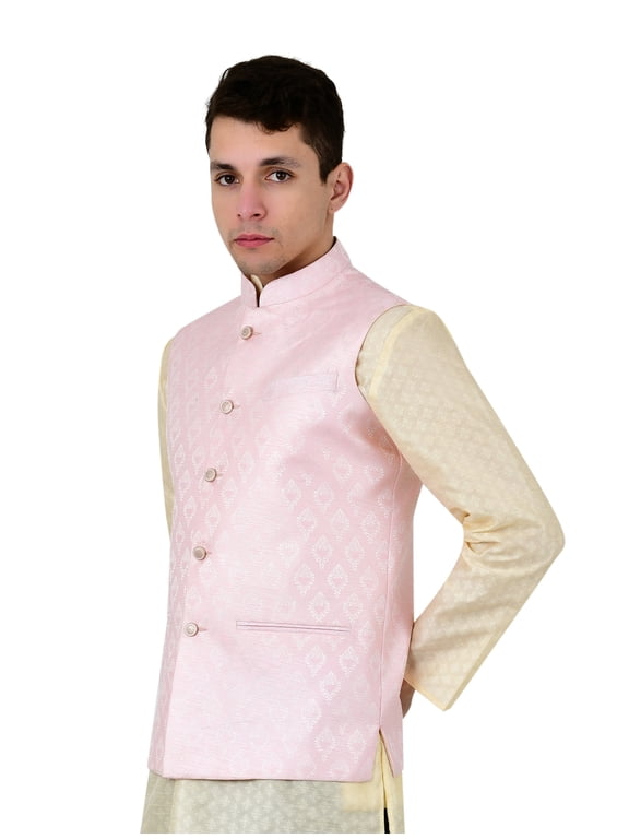 Men's Brocade Waistcoat Bandhgala Festive Jacquard Nehru Jacket