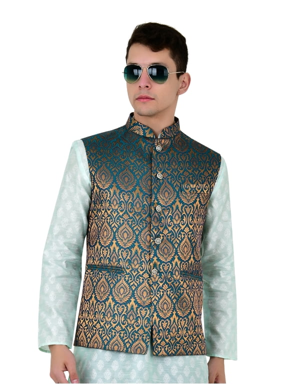 Men's Brocade Waistcoat Bandhgala Festive Jacquard Nehru Jacket