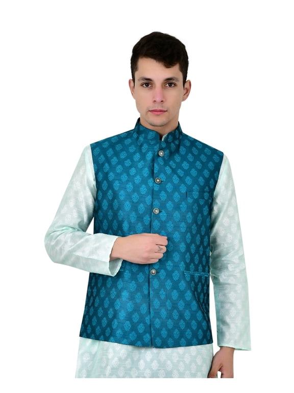Men's Brocade Waistcoat Bandhgala Festive Jacquard Nehru Jacket