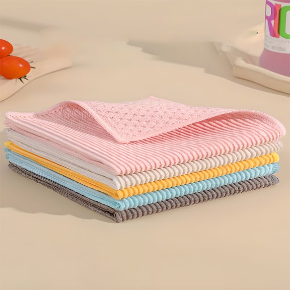 Sonalied 5 Pcs Microfiber Rag Thickened Cleaning Cloth Kitchen Dish Cleaning Cloth,5 Colors
