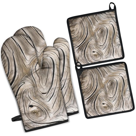 Sonalied Marble Barbecue Mitts Set of 2 with Gasket (Brown)
