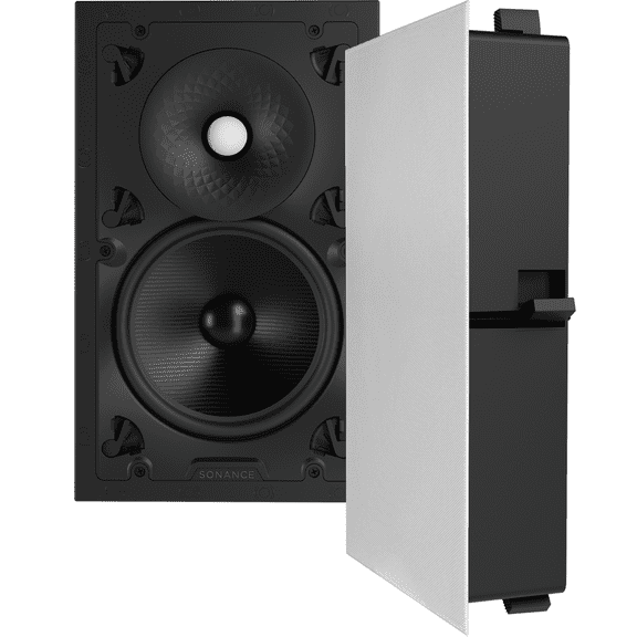 Sonance VX86 Rectangle Visual Experience Series 8 Inch 2-Way In-Wall Speakers, Paintable White, Pair