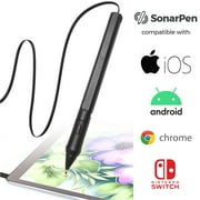 SonarPen - Pressure Sensitive Smart Stylus Pen with Palm Rejection and Shortcut Button. Battery-Less. Compatible with Apple iPad/Pro/Mini/iPhone/Android/Switch/Chromebook (Black)