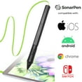 thumbnail image 1 of SonarPen - Pressure Sensitive Smart Stylus Pen with Palm Rejection and Shortcut Button. Battery-Less. Compatible with Apple iPad/Pro/Mini/iPhone/Android/Switch/Chromebook (Neon-Green), 1 of 8