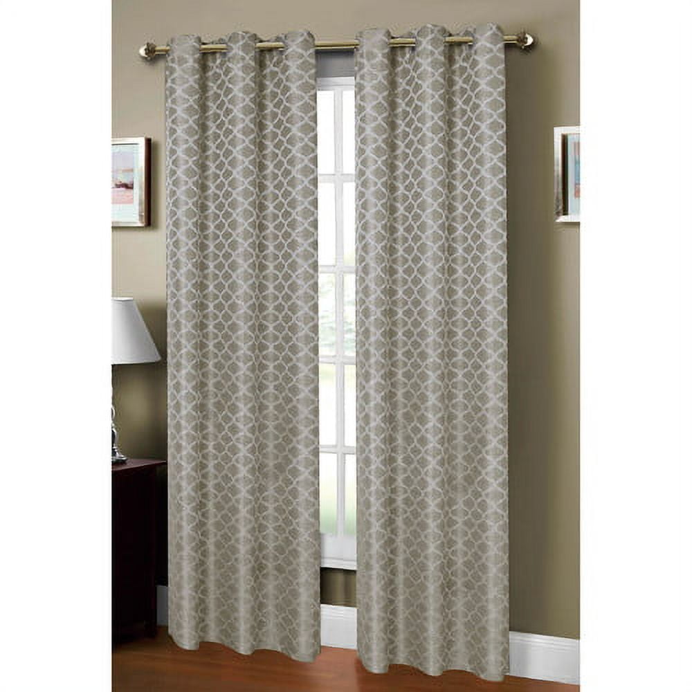 Sonata Faux Linen Jacquard Grommet Curtain Panels