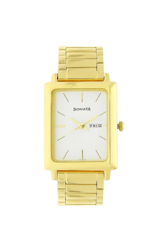 Quartz Analog with Day and Date White Dial Stainless Steel Strap Watch for Men