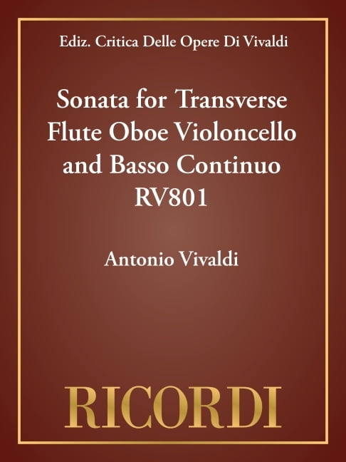 Sonata for Transverse Flute Oboe Violoncello and Basso Continuo Rv801: Critical Edition Score, (Paperback)
