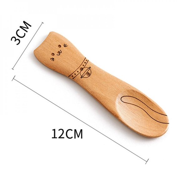 Sonbest Japanese Style Wooden Spoon Cute Cartoon Children Mini Spoon Ice Cream Desserts Wood Spoon Teaspoon Kitchen Accessories Style 5