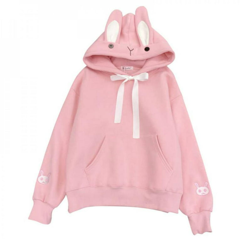 Women Girl Loose Cute Hoodies Pullover Sweatshirt Jumper Rabbit