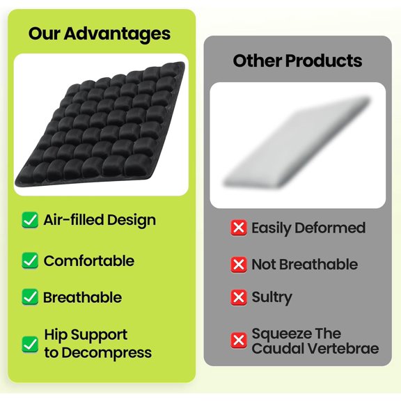 SondOR tRAVEL cUSHION aDJUSTABLE bUBBLE tECHNOLOGY FOR cUSTOMIZED cOMFORT, uLTRA-pORTABLE, wATER-rESISTANT AND iNFLATABLE sEAT cUSHION FOR aIRPLANE, cAR, oFFICE, AND oUTDOOR aDVENTURESbLACK