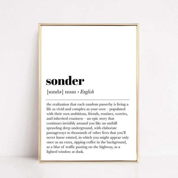 Sonder Definition Print, Inspiring Definition, Word Definition Wall Art, Minimalist Poster, Home Decor Wall Art, UNFRAMED PAPER POSTER, Home Decor, Vintage Gift, Living Room Dercor