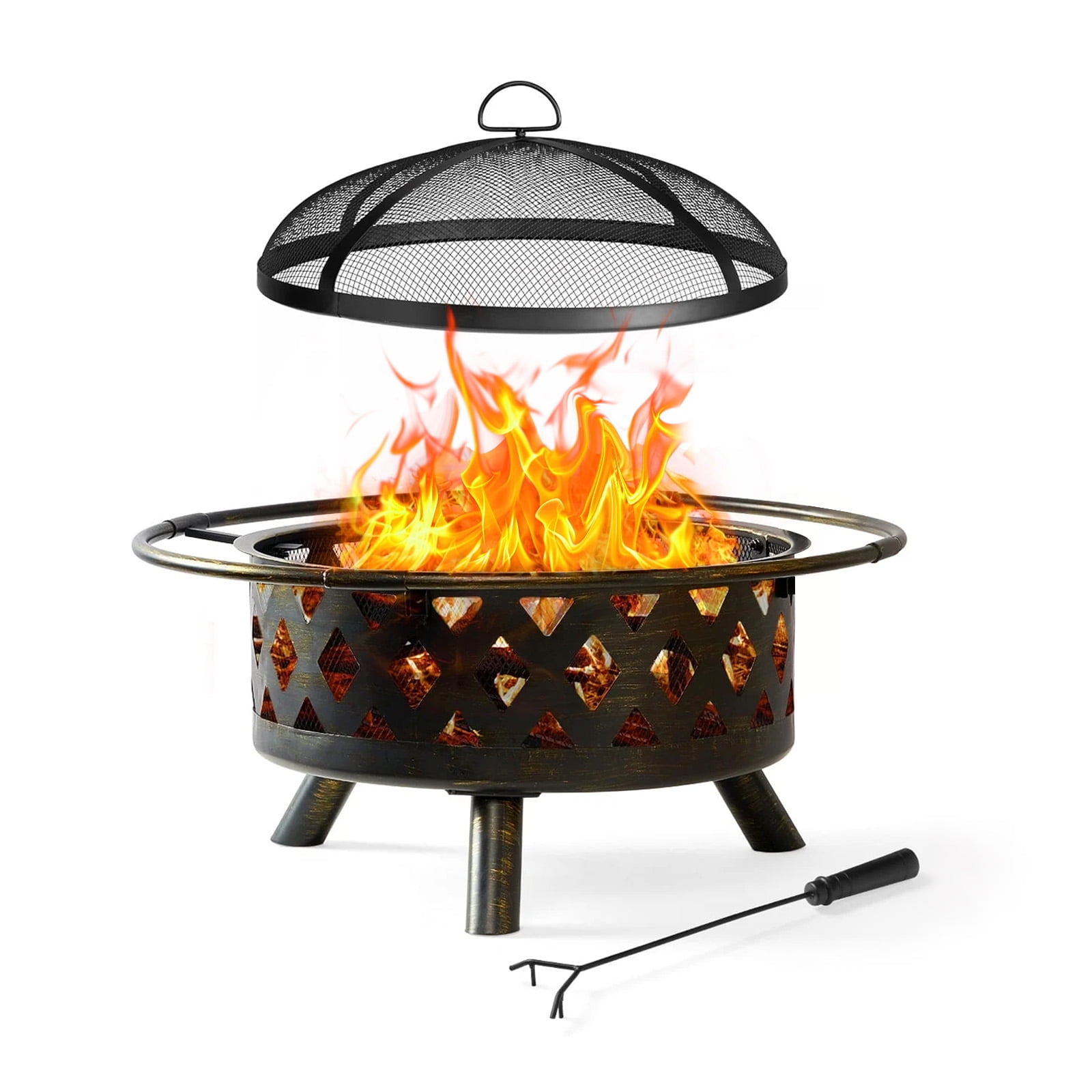 Sonegra Fire Pit with 30'' Wood Burning Firepit Outdoor Fire