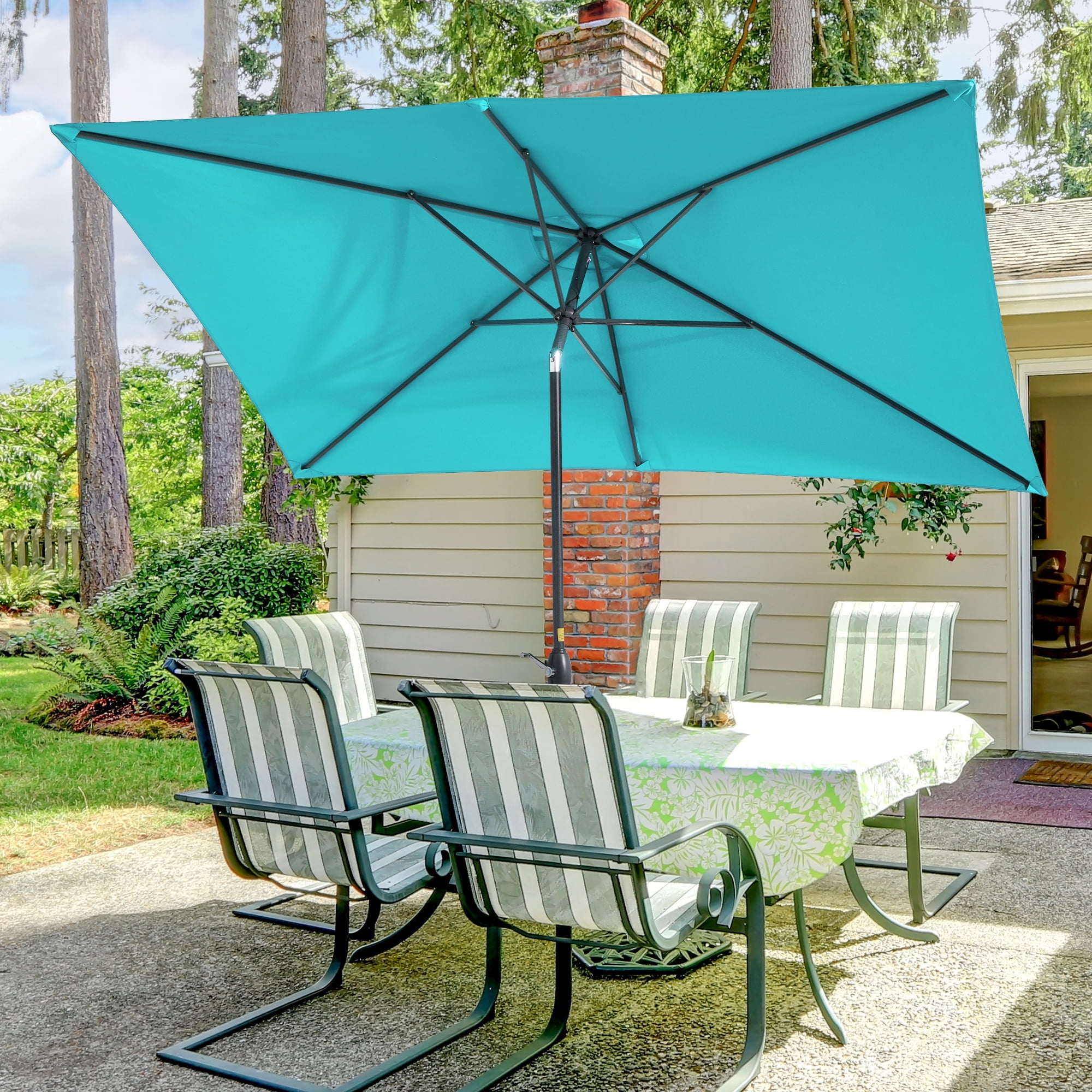 Sonerlic Large Outside Rectangle Backyard Patio Table Umbrella, 10 x 6 ...