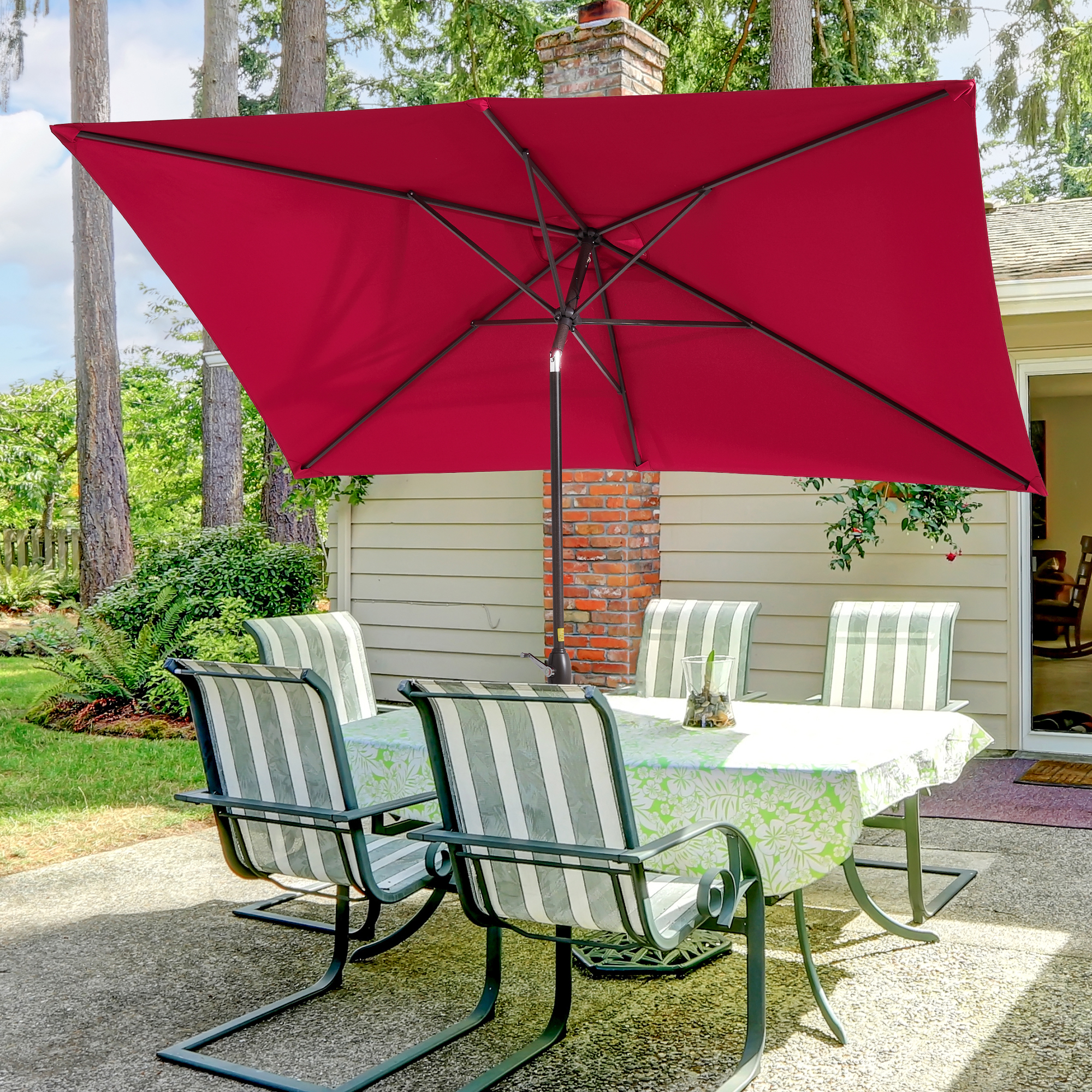 Sonerlic 10 x 6.5ft Outdoor Patio Rectangular Table Umbrella with Hand ...