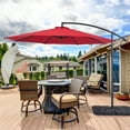 thumbnail image 1 of Sonerlic 10ft Outdoor Patio Hanging Offset Umbrella with Steel Frame for Yard,Poolside and Deck,Red, 1 of 7