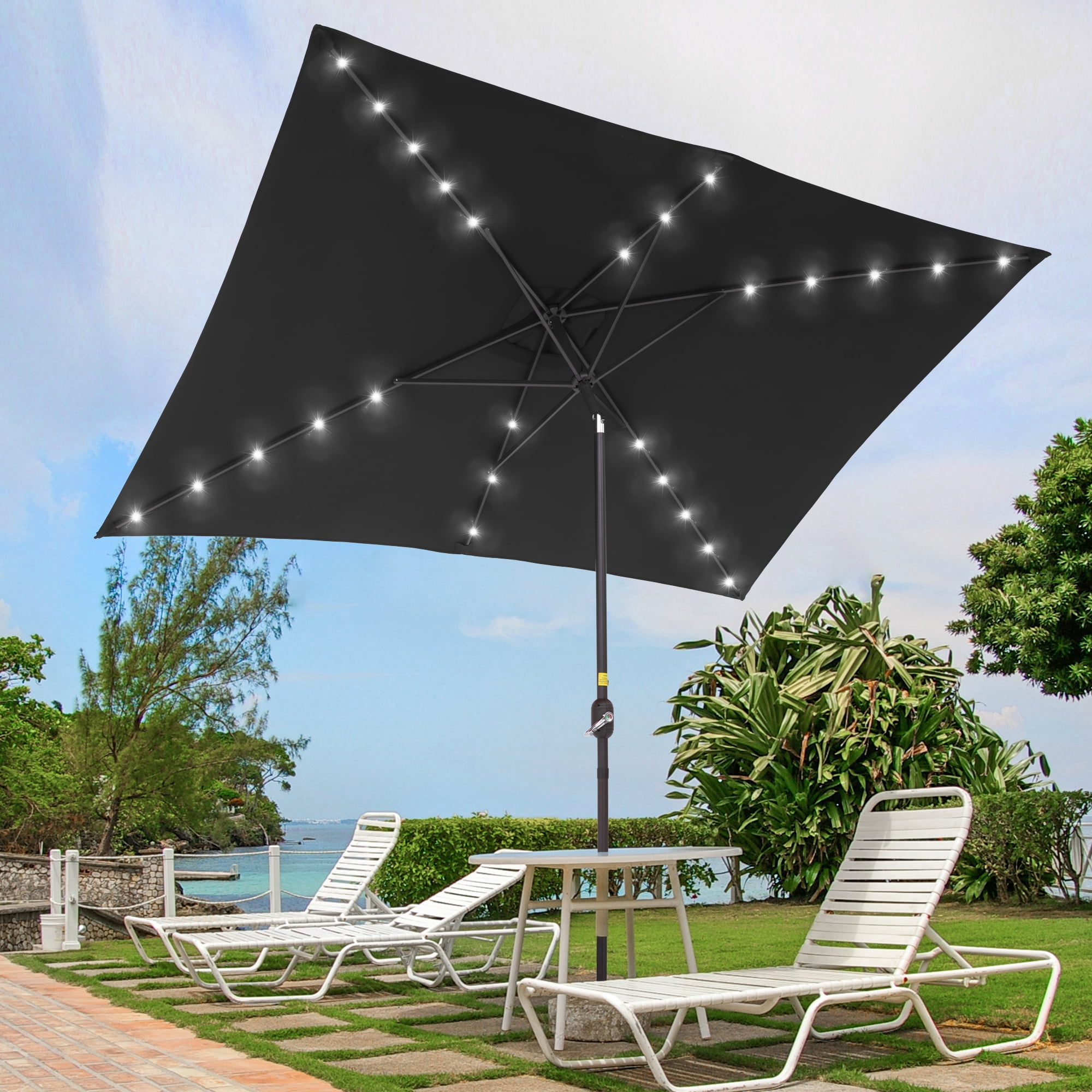 10 x 6 black patio umbrella near me CoolCover by Han 10x10 FT Outdoor Cantilever Umbrella, fully press the push Aok Garden 10x6.5FT LED Rectangular