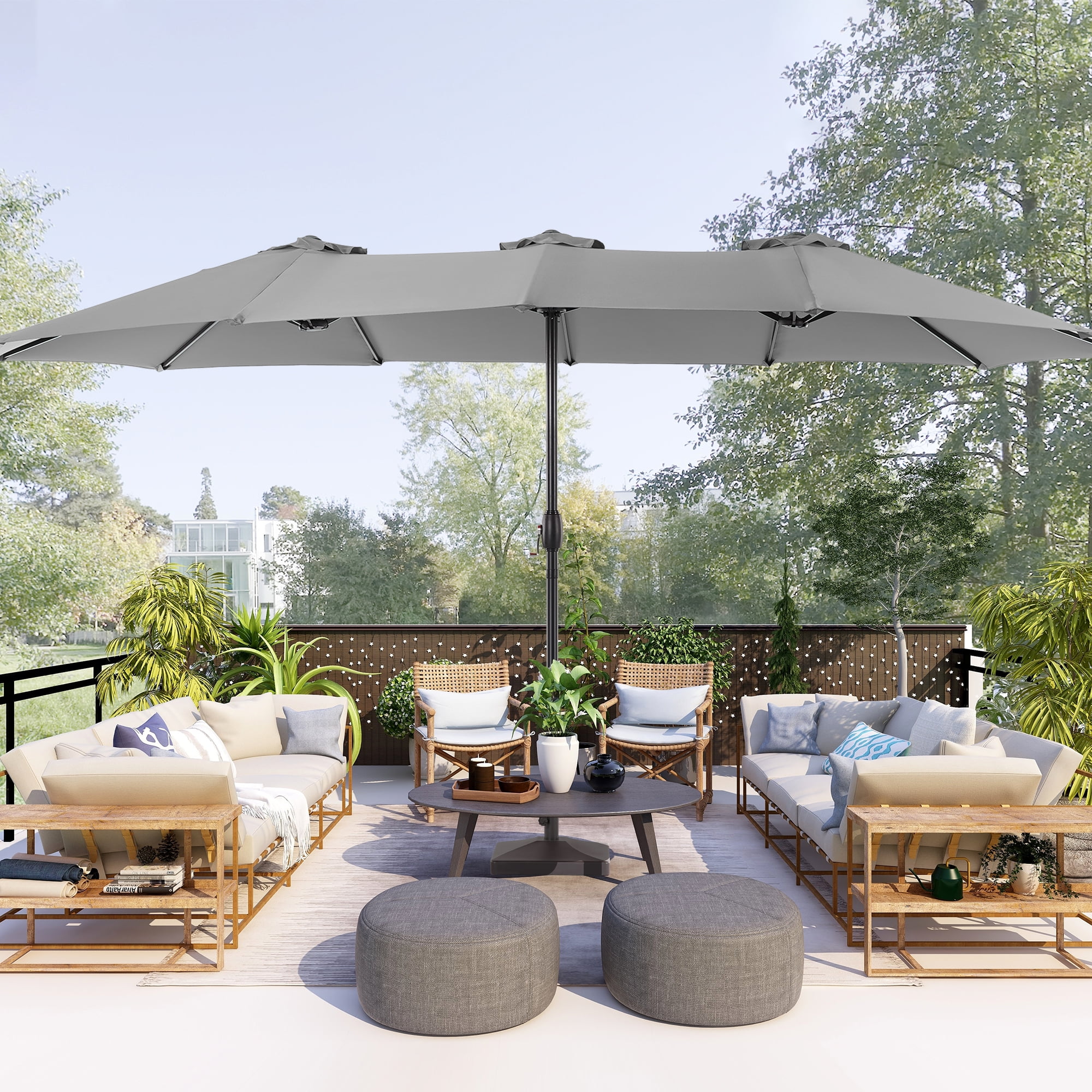 all deals patio umbrellas Double-Sided Patio Umbrella with LED Lights