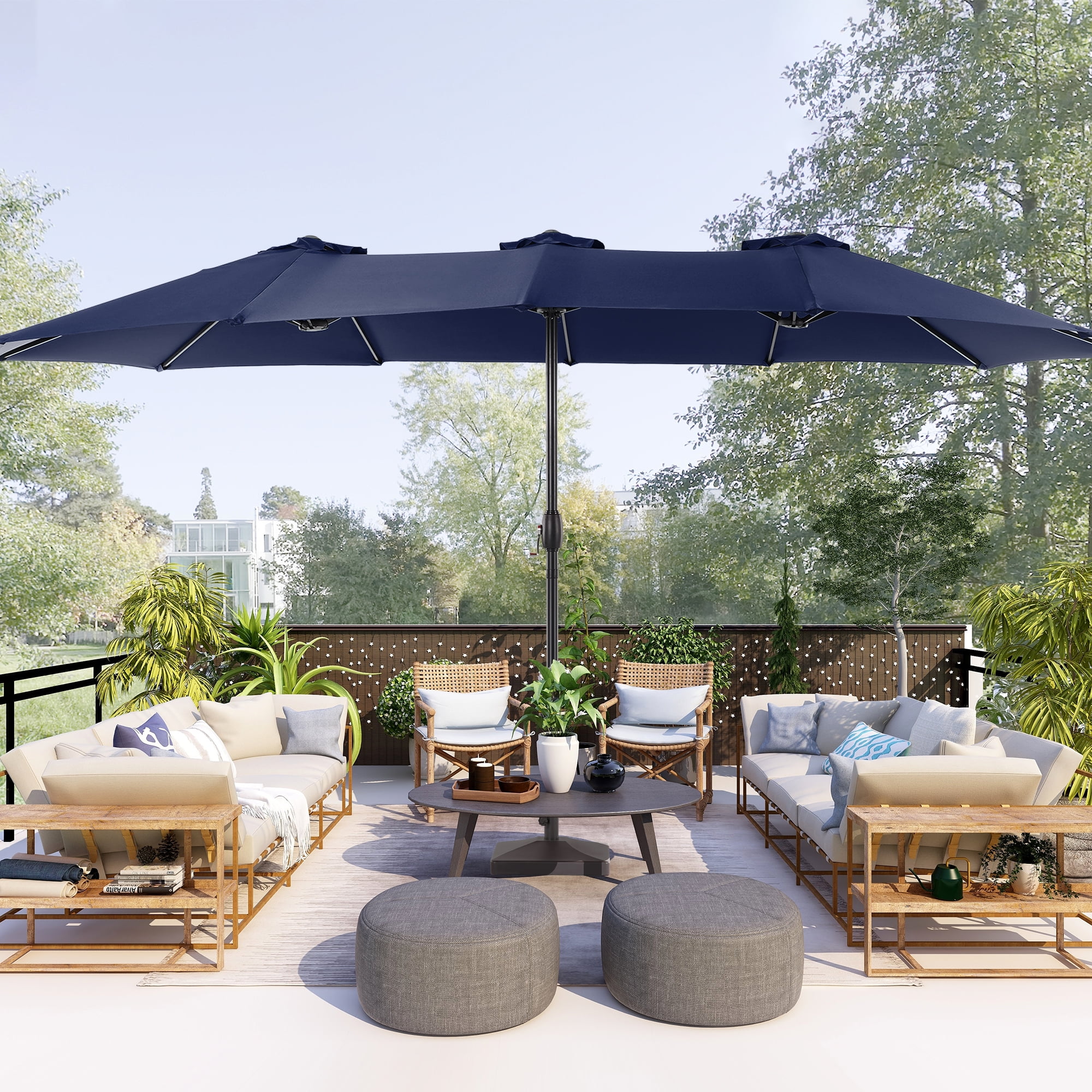 Sonerlic 15 x 9ft Double-Sided Patio Umbrella with Large Canopy Outdoor ...