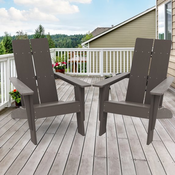 Sonerlic 2 Pack Outdoor Patio Adirondack Chair 300 Lbs for Deck,Garden and Balcony,Brown