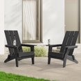 thumbnail image 1 of Sonerlic 2 Peaks Folding Outdoor Patio Adirondack Chair Wide Armrest for Lawn and Beach,Black, 1 of 8