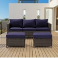 thumbnail image 1 of Sonerlic 3-Piece Patio Sofa Set Rattan Outdoor Furniture Set Three-Seat Sofa Ottomans Suiting Backyard, Poolside and Patio,Navy Blue, 1 of 1