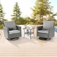 thumbnail image 1 of Sonerlic 3-Piece Patio Sofa Set Rattan Swivel Rocking Chair Set Side Table Suiting Backyard, Poolside and Patio,Light Gray, 1 of 1
