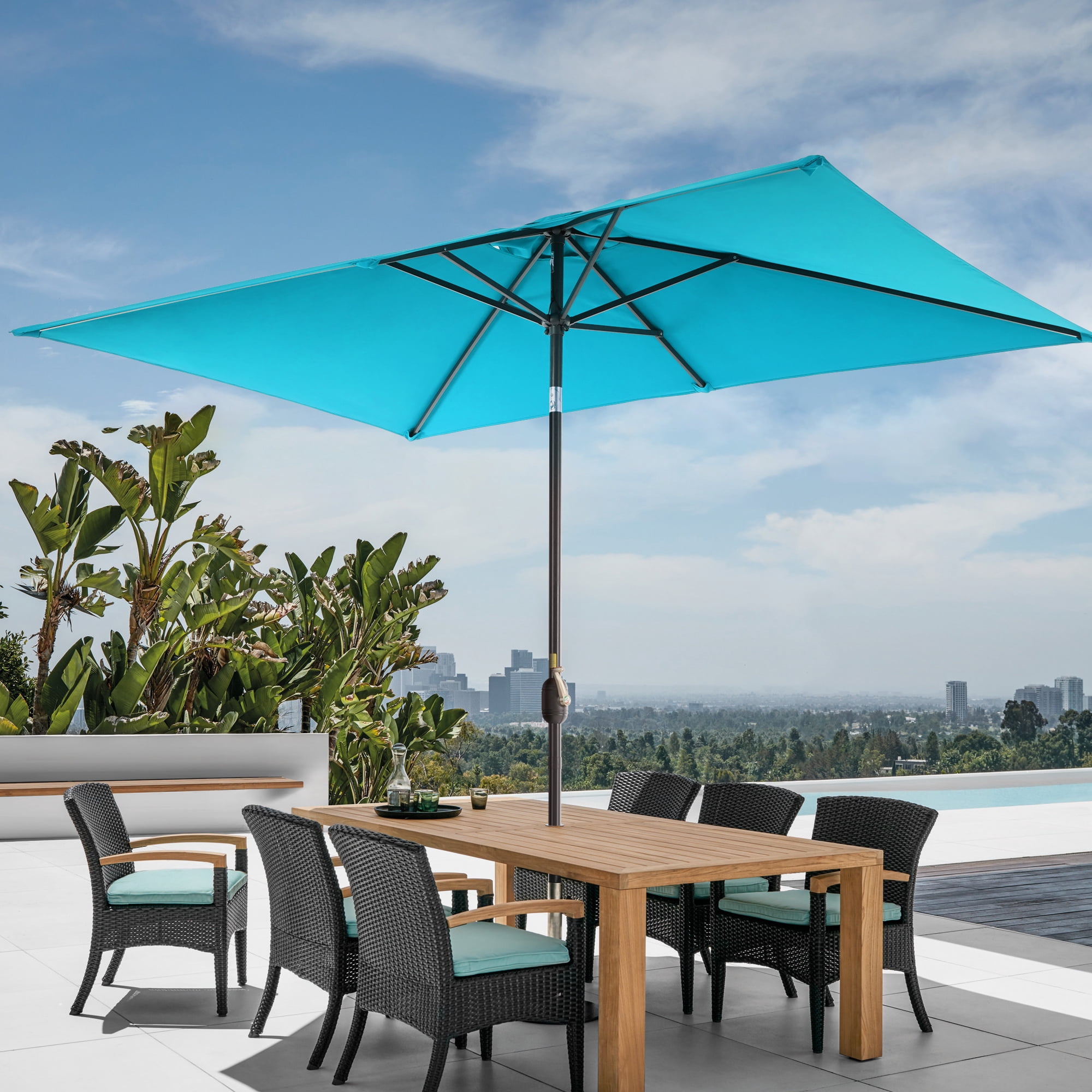 Sonerlic 6x9 FT Market Umbrellas and Shade, Table Umbrella for Patio ...